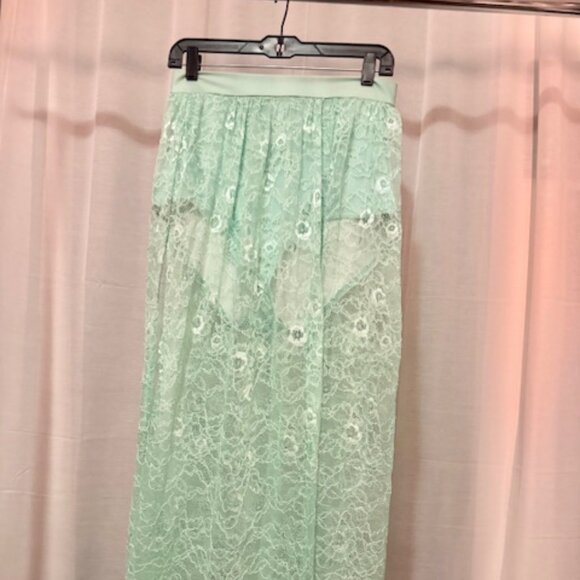 Blackmilk Mint Lace Maxi Skirt w/ Built in Bottoms - Picture 1 of 3